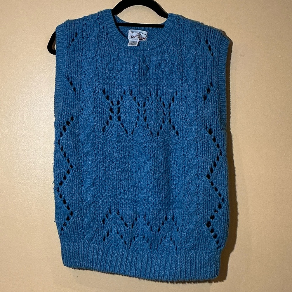 Blue Knit Sleeveless Sweater